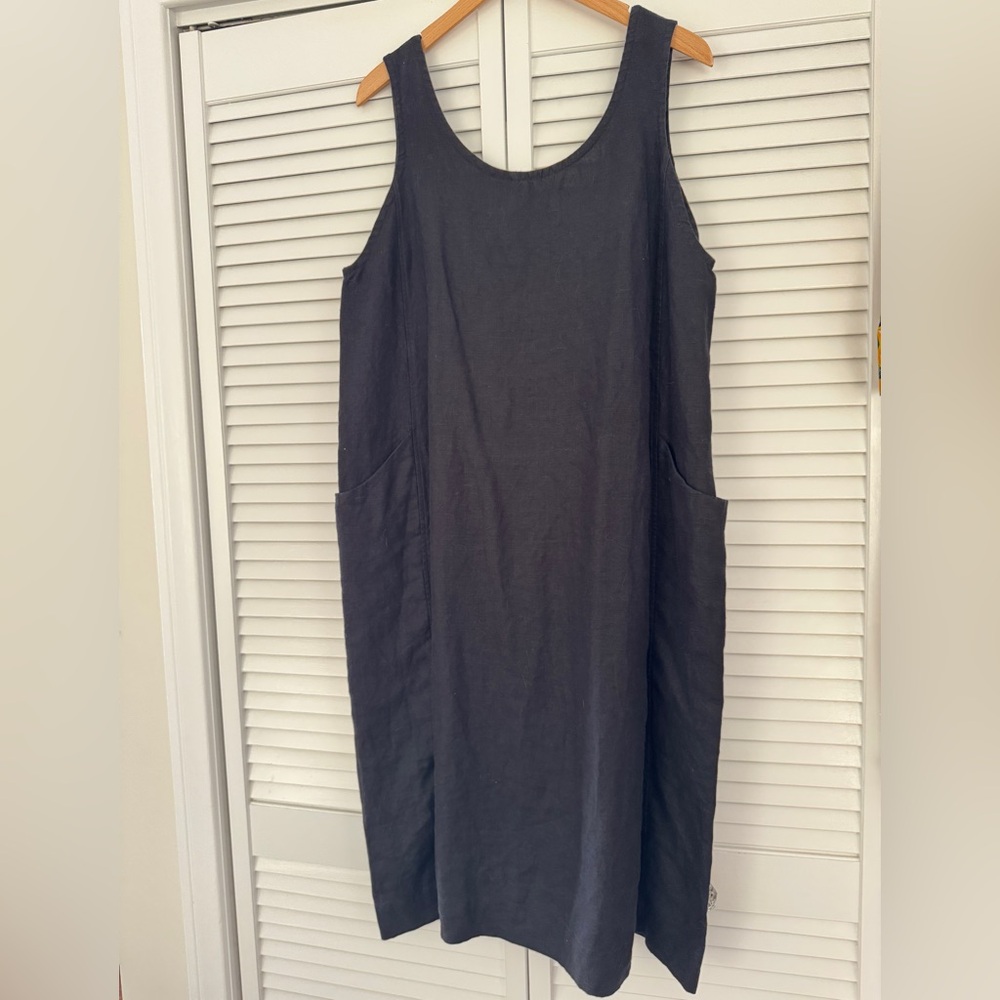 Elizabeth Suzann Black Linen Clyde Dress, size large